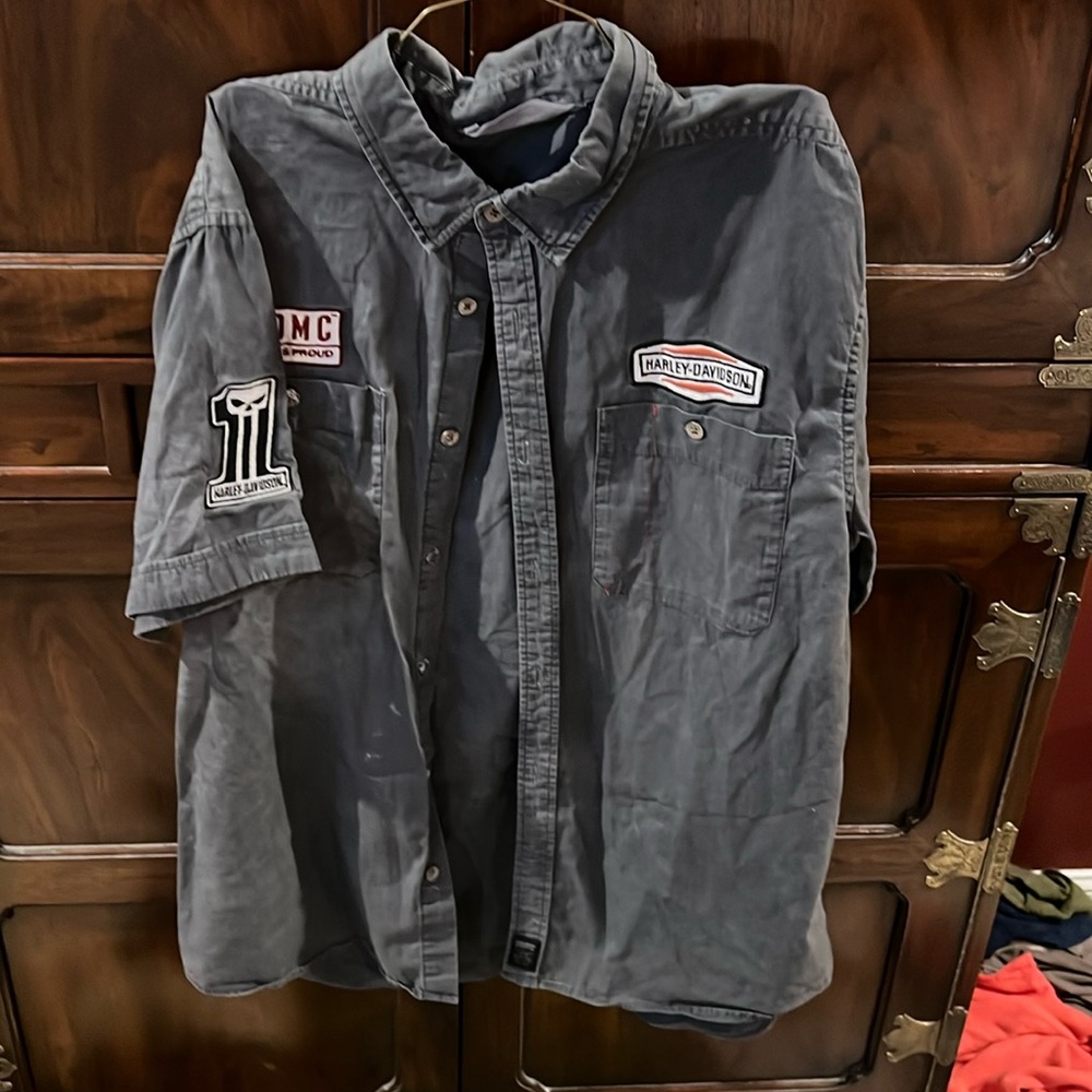 XL Harley Davidson work shirt HDMC Loud&Proud gray with patches